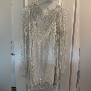 Show Me Your MuMu Silver Shimmer Mini Dress(dress name icon dress)